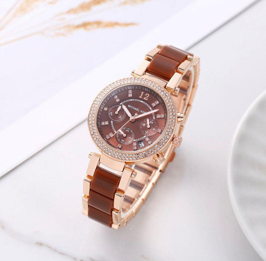 Premium Ladies Chronograph Watch – Brown Dial