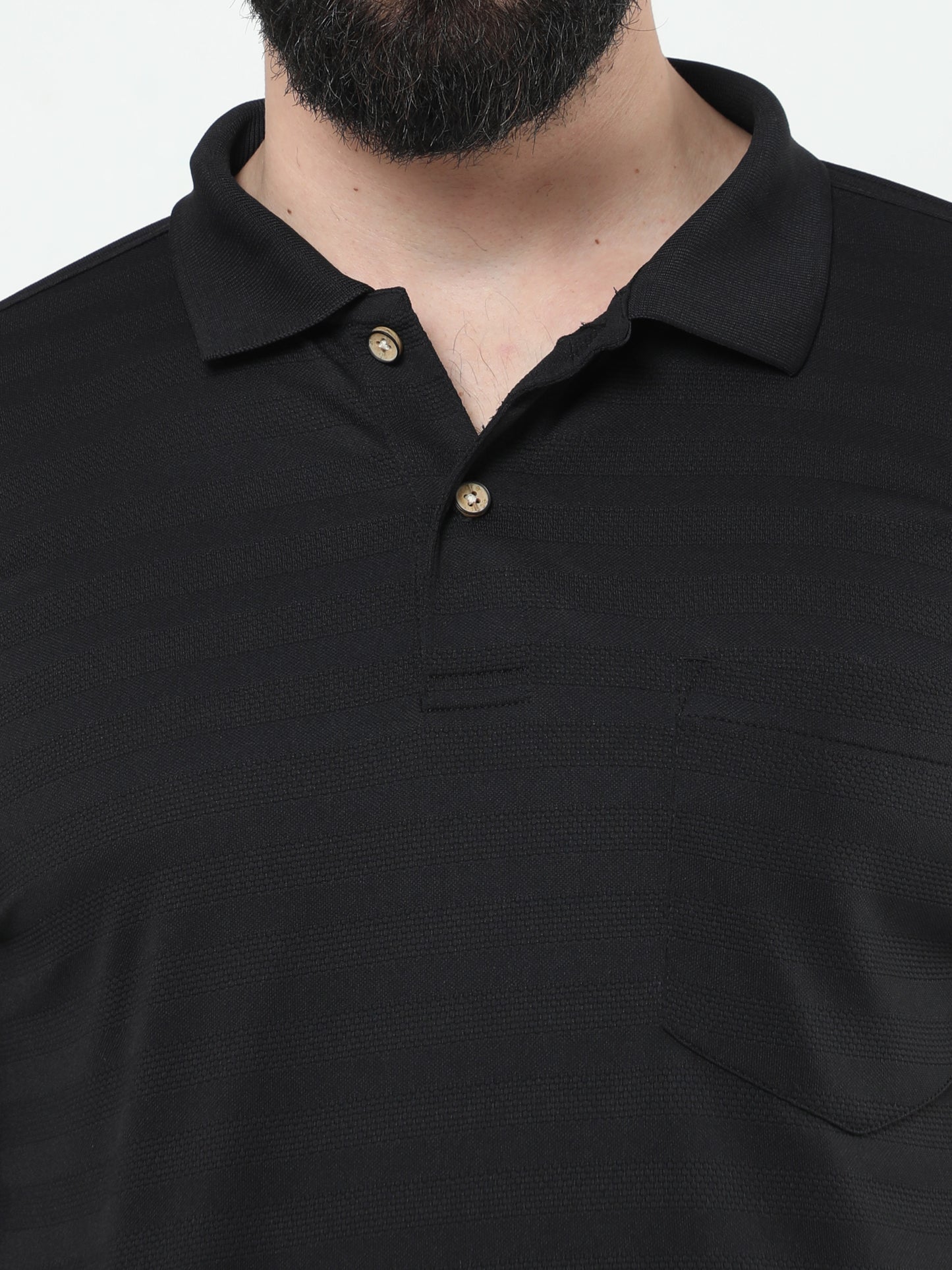 MENS CLASSIC POLO SELF STIPED TSHIRT