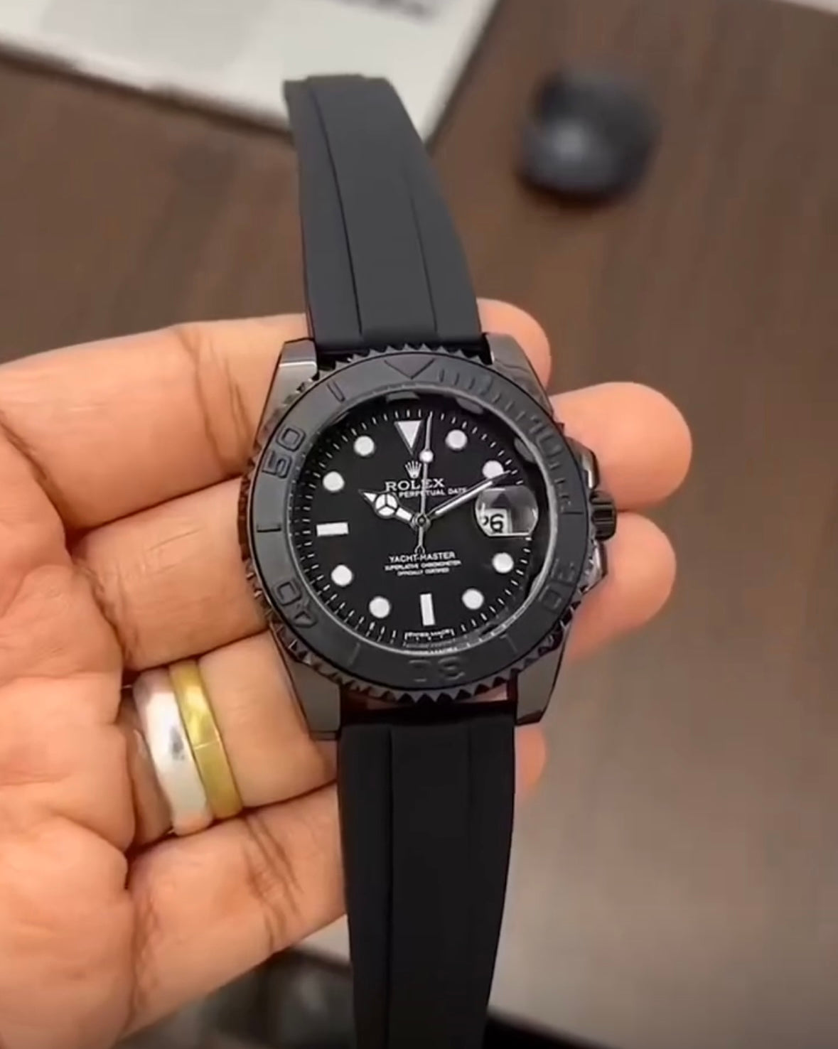Men's Quartz Watch - Yacht Master Style - Black Combination