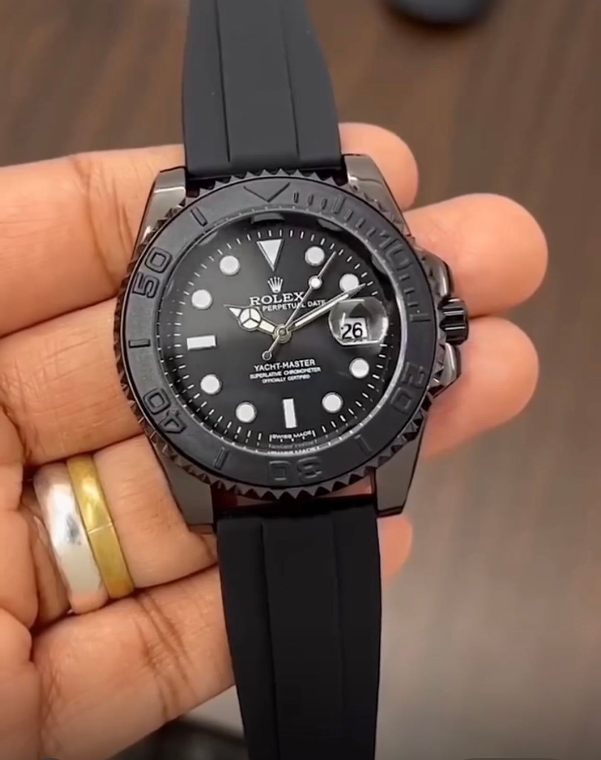 Men's Quartz Watch - Yacht Master Style - Black Combination
