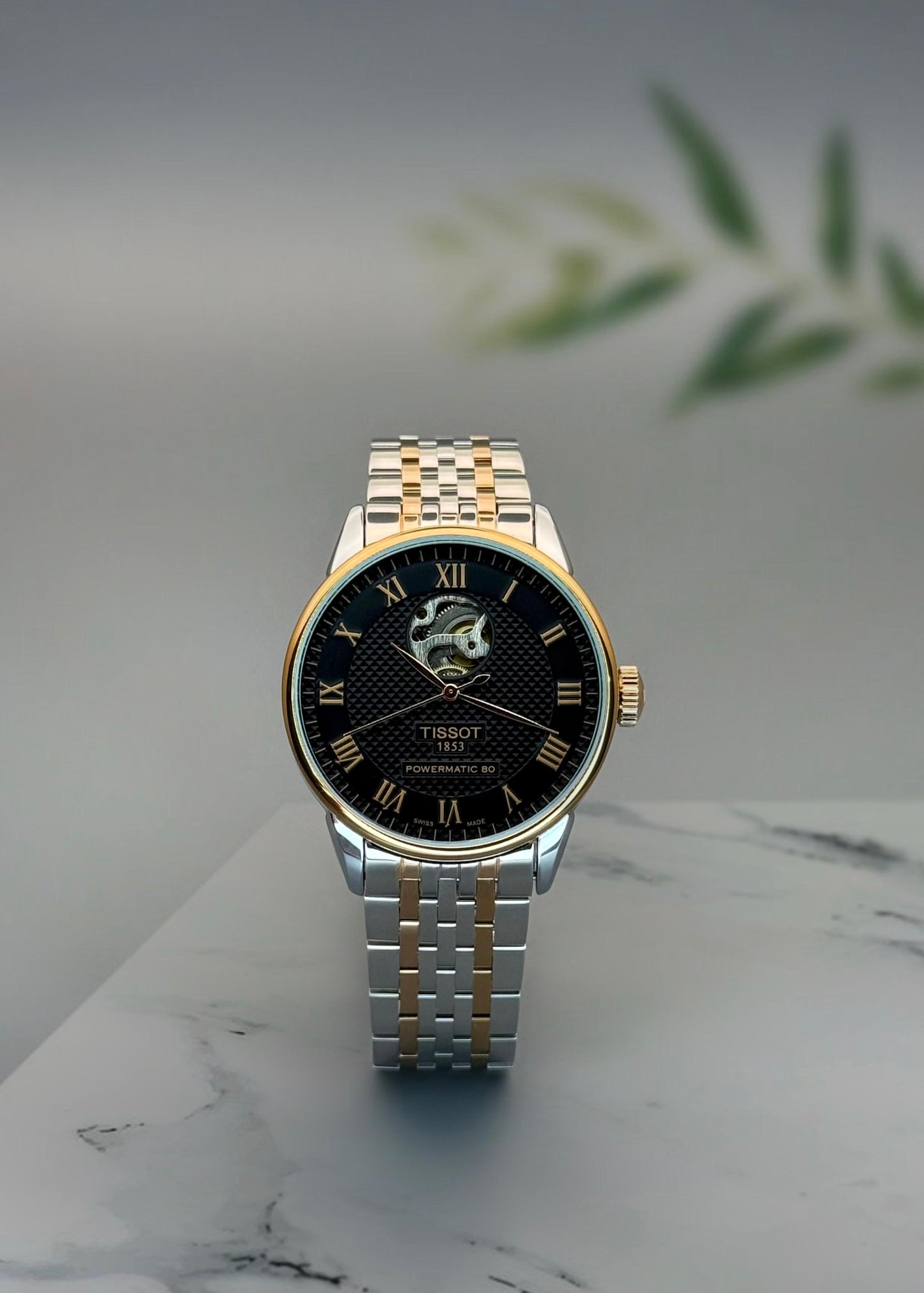 Men’s Mechanical Open-Dial Watch – Premium Two-Tone Design with Manual Winding Movement