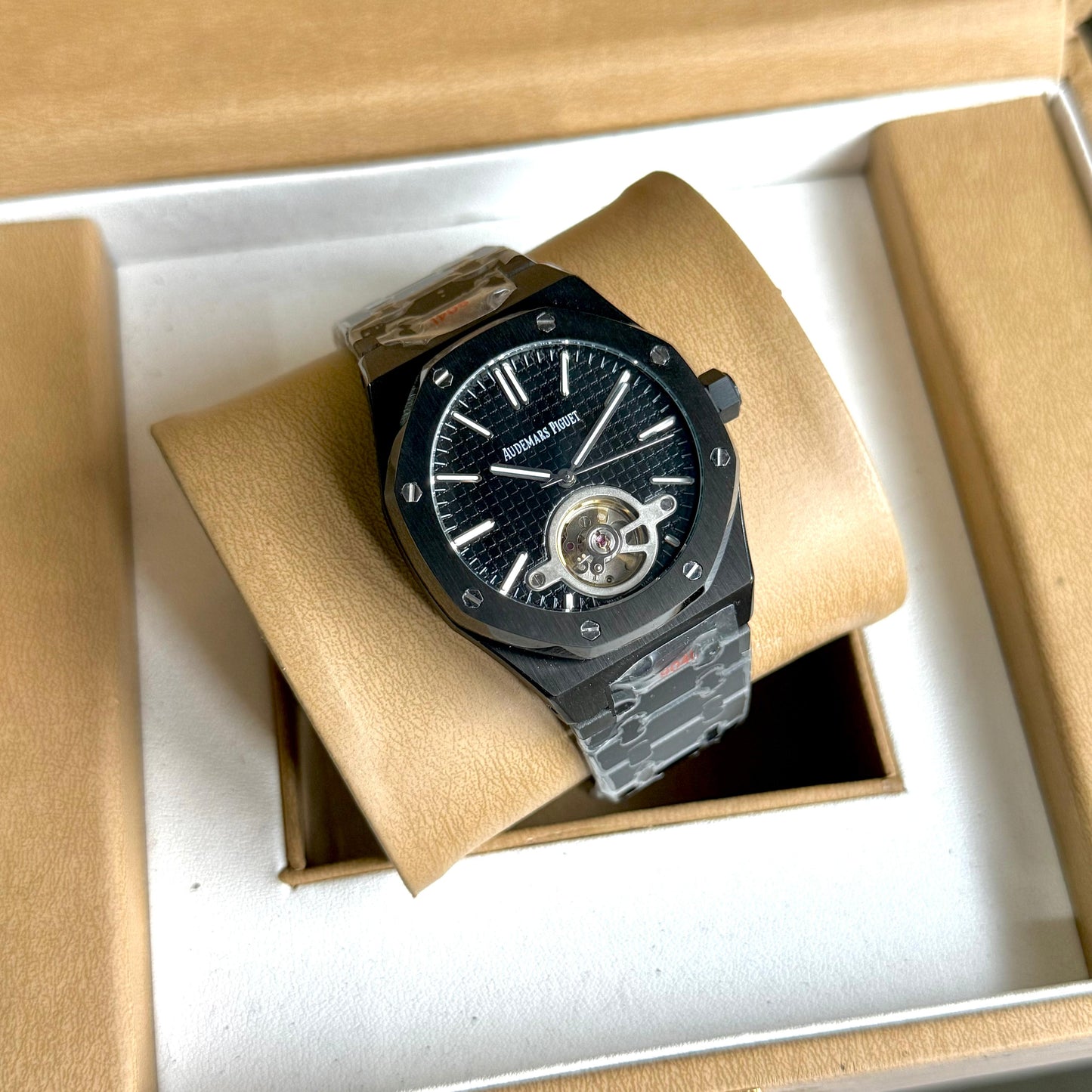 Luxury Automatic Tourbillon Watch – Frosted Steel Edition