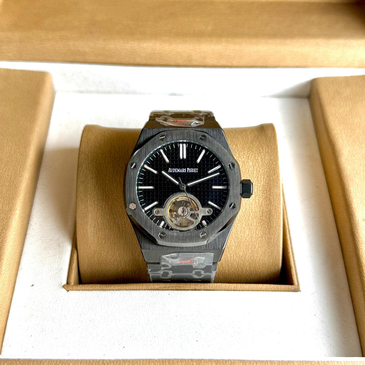 Luxury Automatic Tourbillon Watch – Frosted Steel Edition