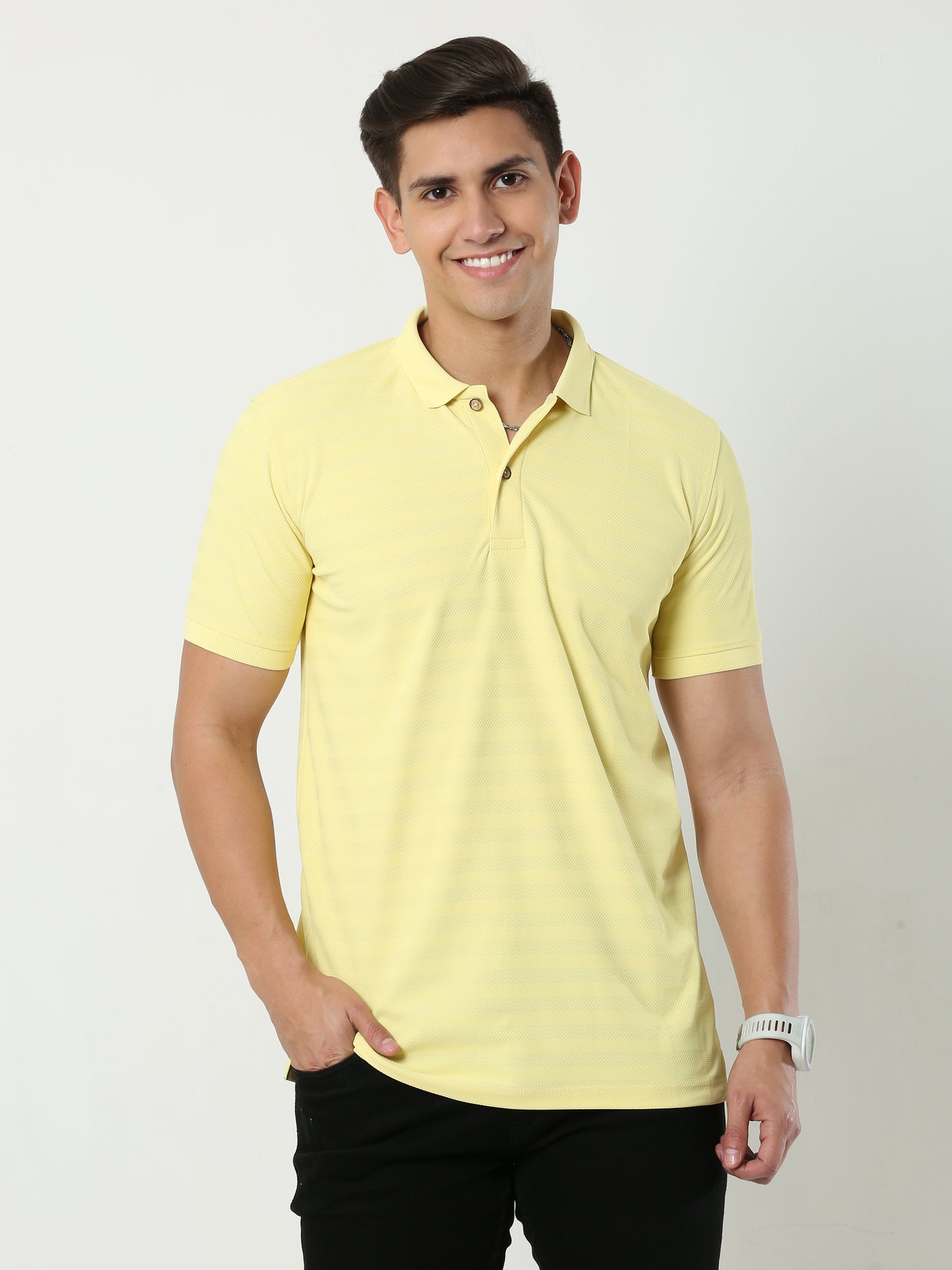 MENS CLASSIC POLO SELF STIPED TSHIRT