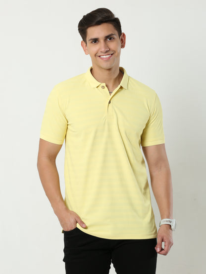 MENS CLASSIC POLO SELF STIPED TSHIRT