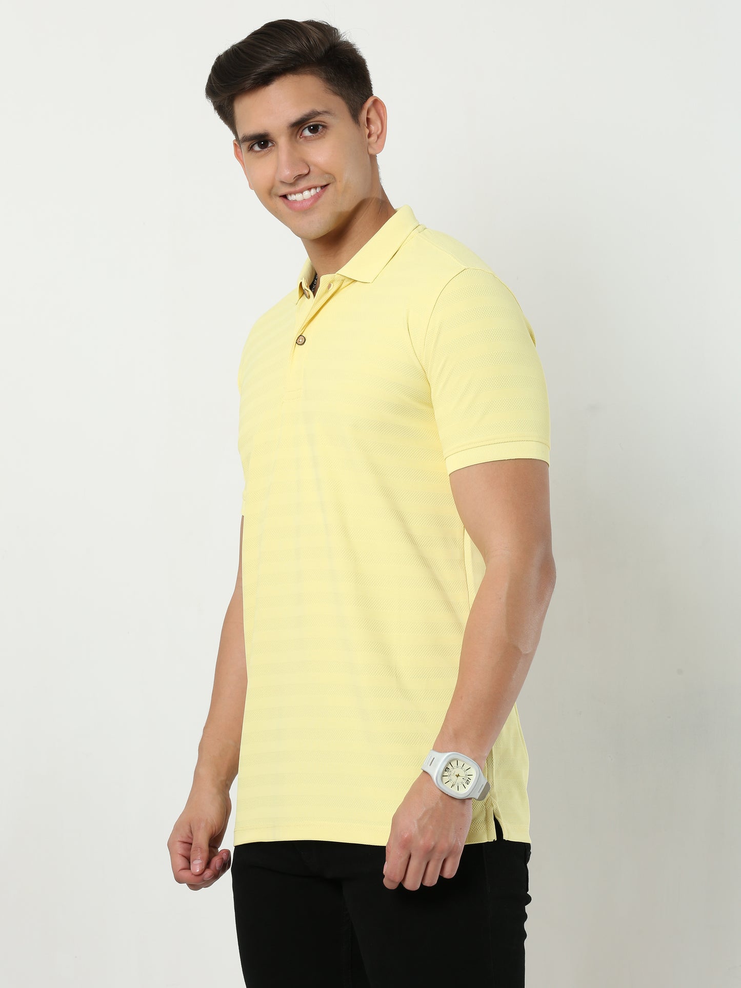 MENS CLASSIC POLO SELF STIPED TSHIRT