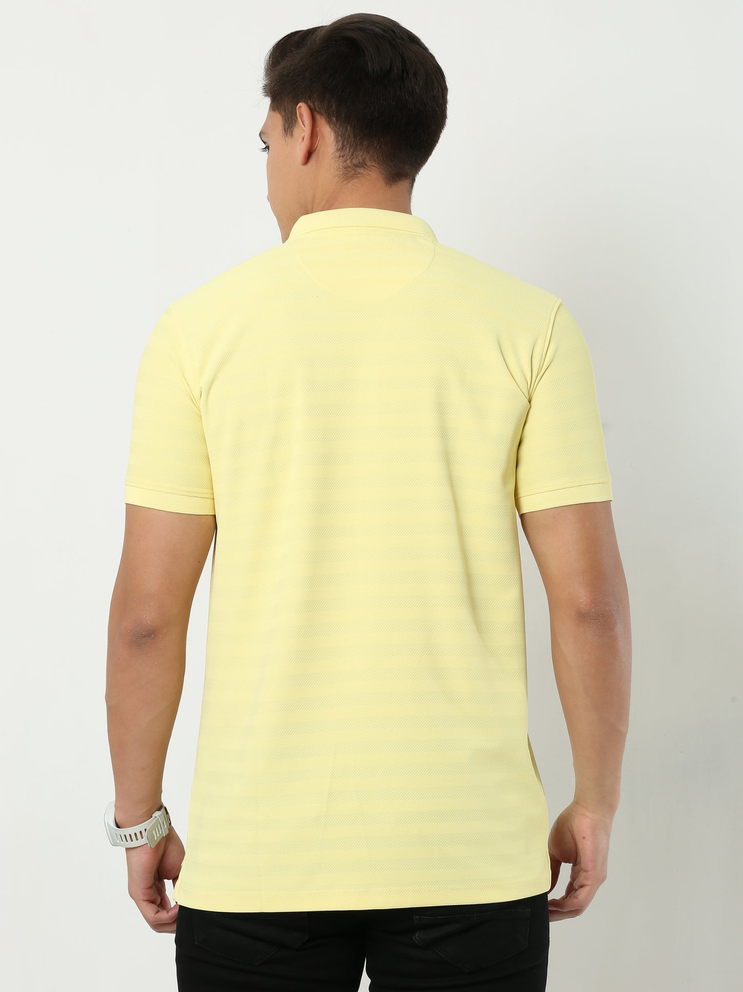 MENS CLASSIC POLO SELF STIPED TSHIRT