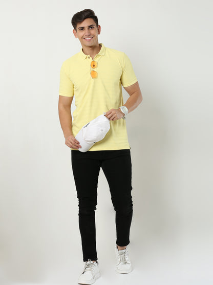 MENS CLASSIC POLO SELF STIPED TSHIRT