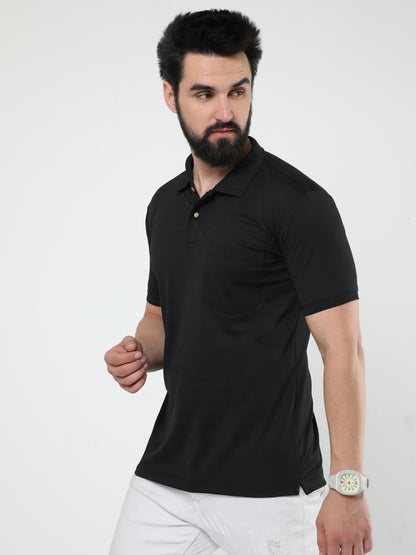 MENS CLASSIC POLO SELF STIPED TSHIRT