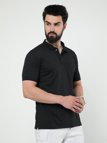 MENS CLASSIC POLO SELF STIPED TSHIRT