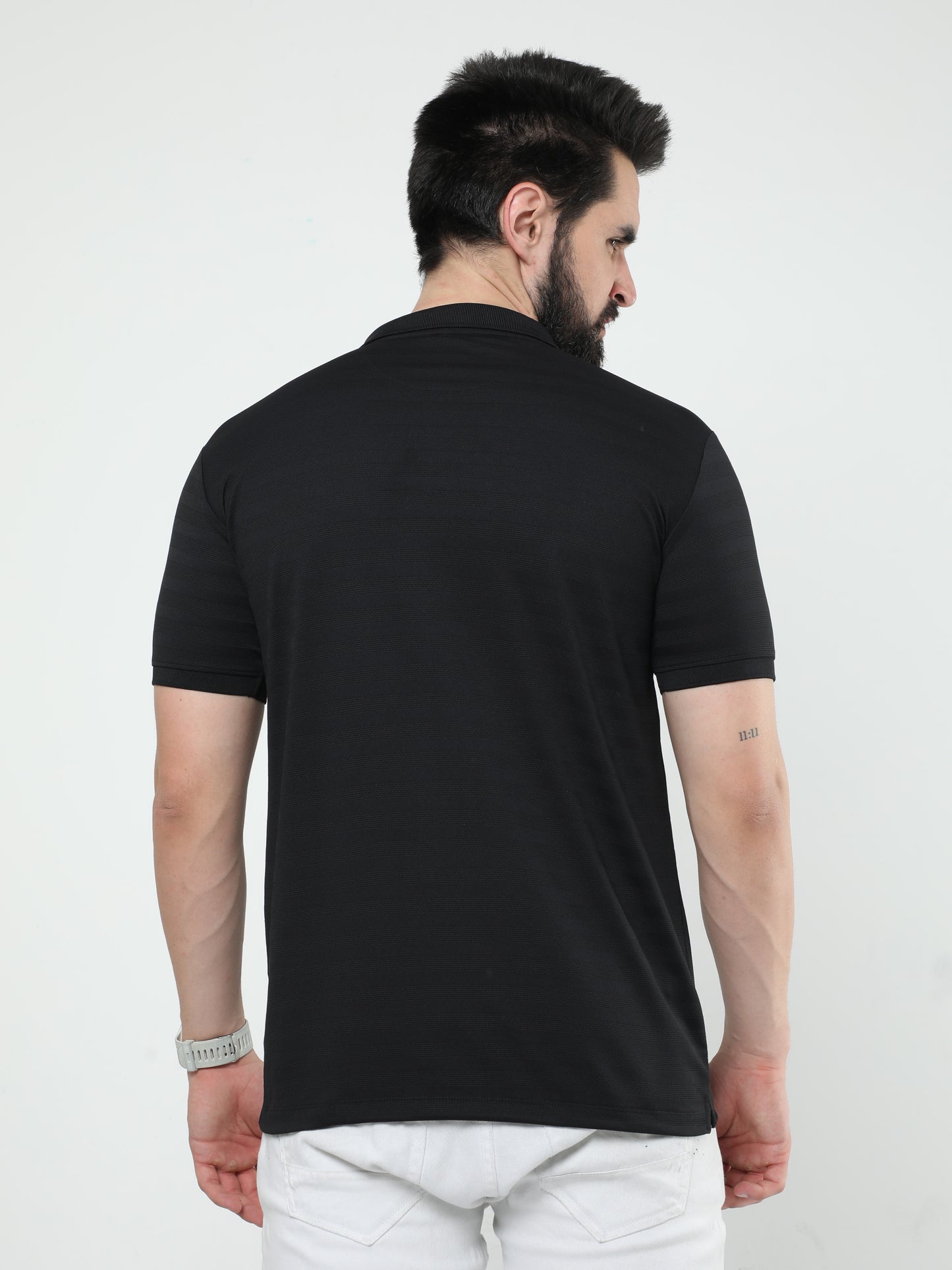 MENS CLASSIC POLO SELF STIPED TSHIRT