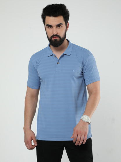 MENS CLASSIC POLO SELF STIPED TSHIRT