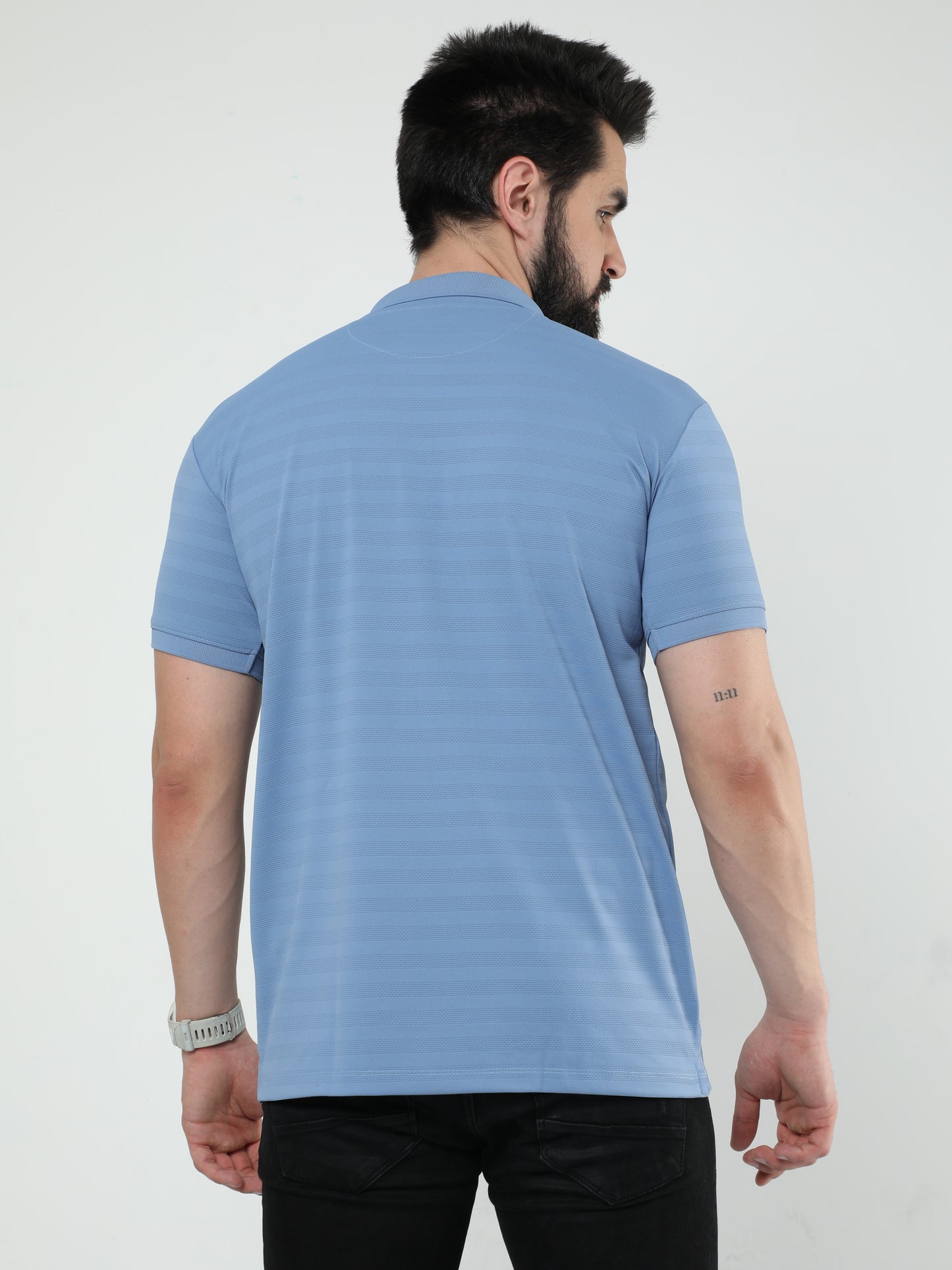 MENS CLASSIC POLO SELF STIPED TSHIRT