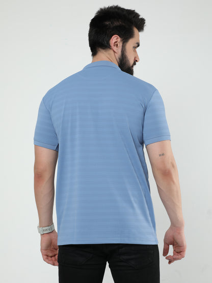MENS CLASSIC POLO SELF STIPED TSHIRT