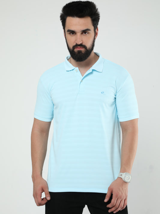 MENS CLASSIC POLO SELF STIPED TSHIRT
