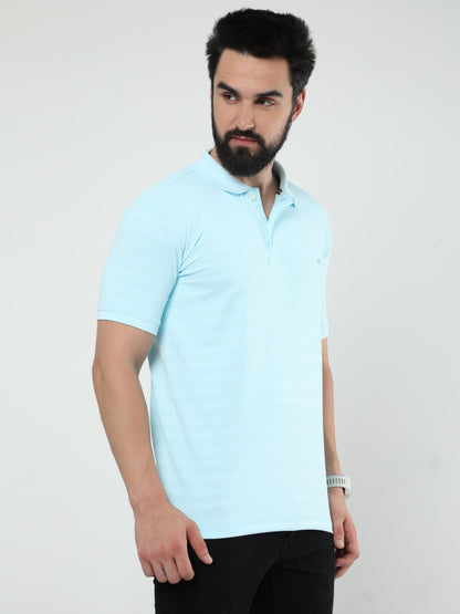 MENS CLASSIC POLO SELF STIPED TSHIRT