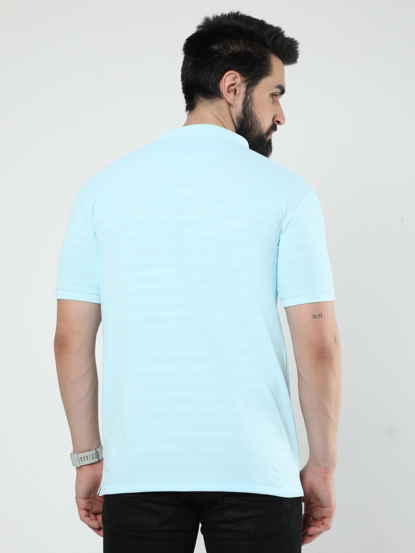 MENS CLASSIC POLO SELF STIPED TSHIRT