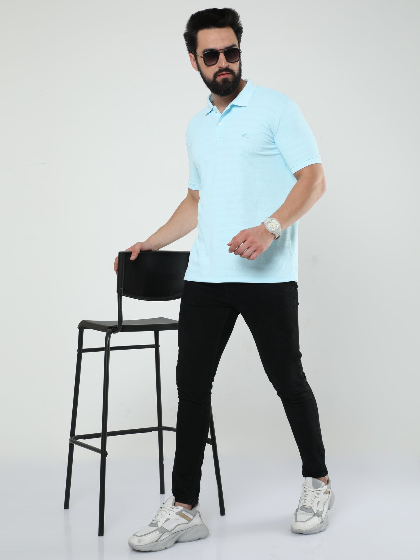 MENS CLASSIC POLO SELF STIPED TSHIRT