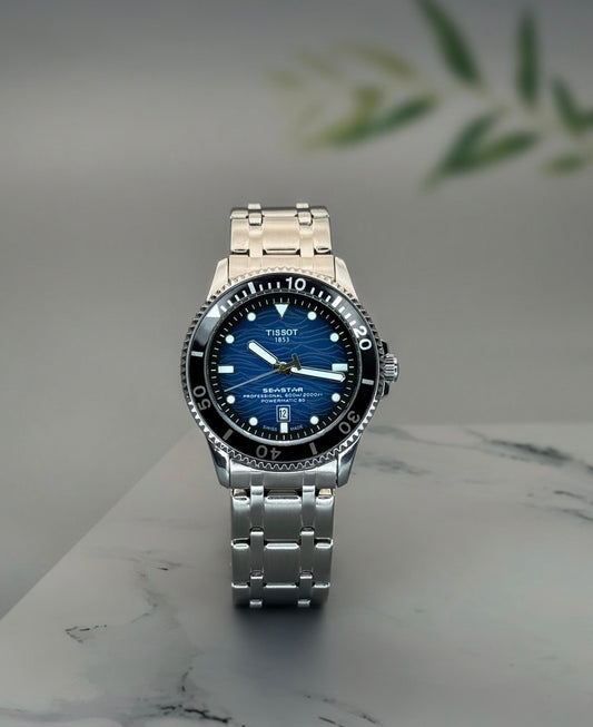 Elegant Blue Dial Stainless Steel Watch – Men’s Edition