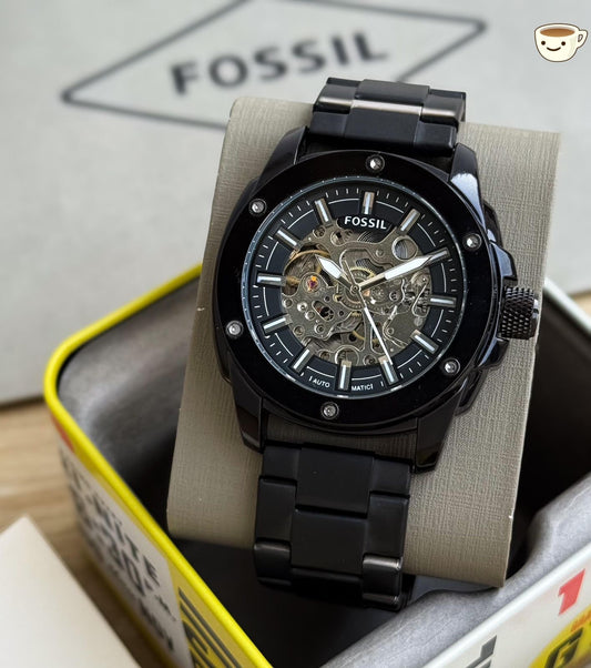 Black Classic Skeleton Men's Premium Watch