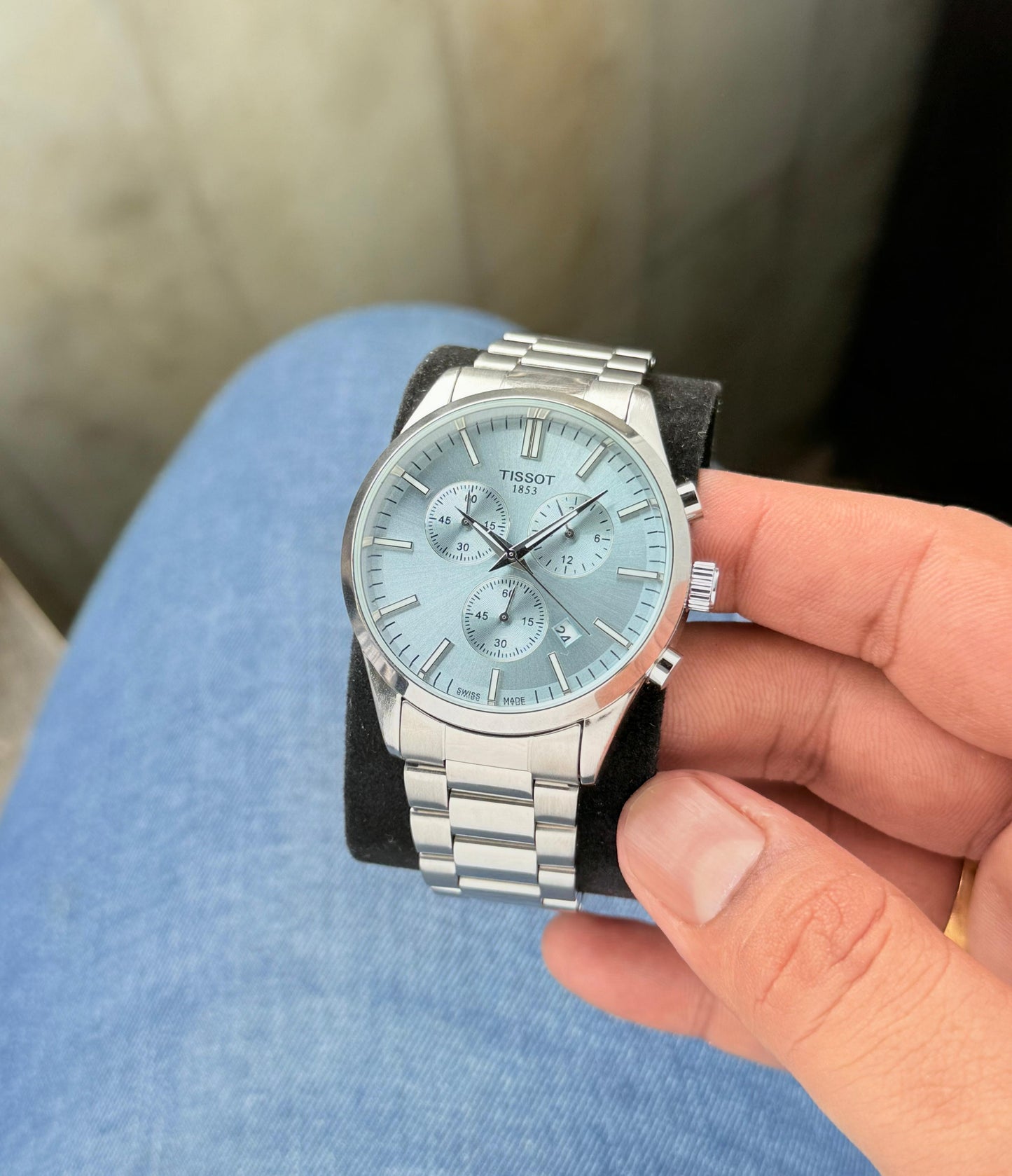 Premium Chronograph Watch – Stainless Steel with Tiffany Blue Dial