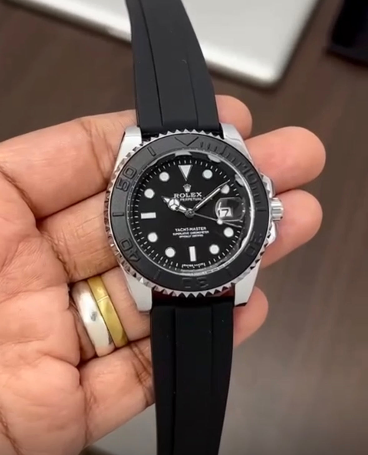 Men's Quartz Watch - Yacht Master Style - Black Combination