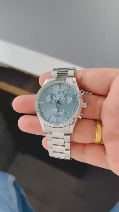 Premium Chronograph Watch – Stainless Steel with Tiffany Blue Dial