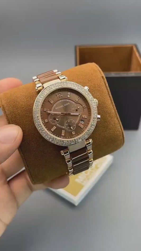 Premium Ladies Chronograph Watch – Brown Dial